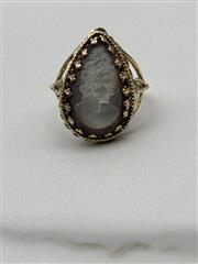14K Tear Drop Vintage Cameo Ring Yellow Gold 4.5g Size 7.5